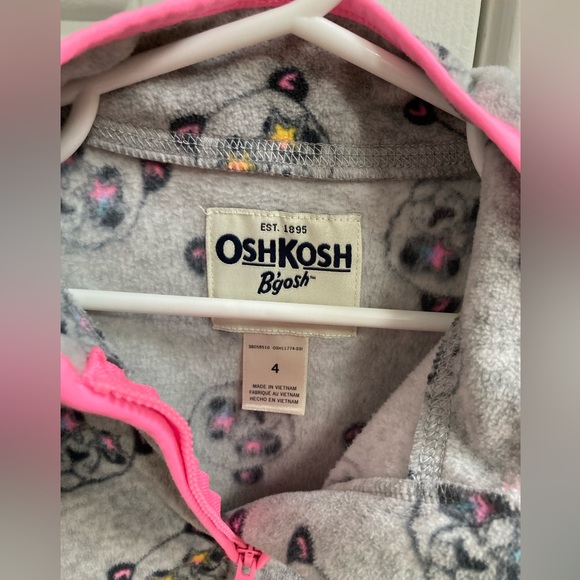 Cozy fleece size 4 for toddlers. It’s is grey with pink zipper & panda graphic. - Picture 3 of 5